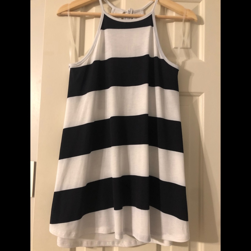 Navy & White Stripe Top